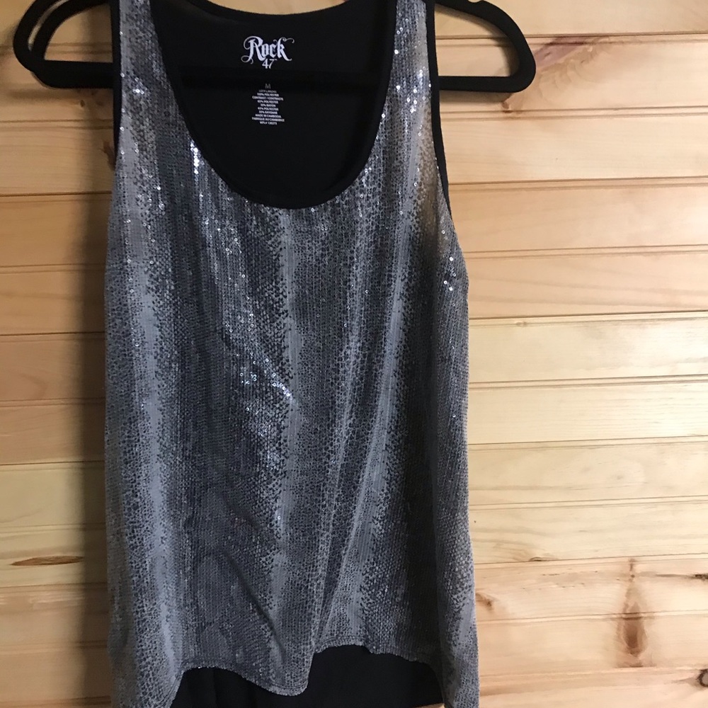 Black sequin tank top